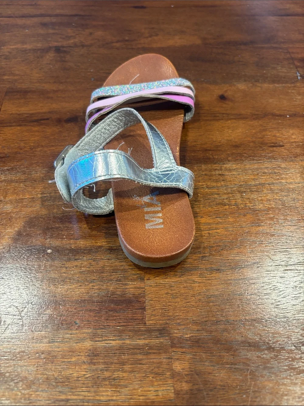 MIA Pink, Light Pink & Silver Glitter Girls' Strappy Sandals size 1